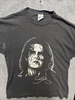 Vintage 1998 WCW Sting Face Men’s Wrestling Shirt Front Graphic Flawed